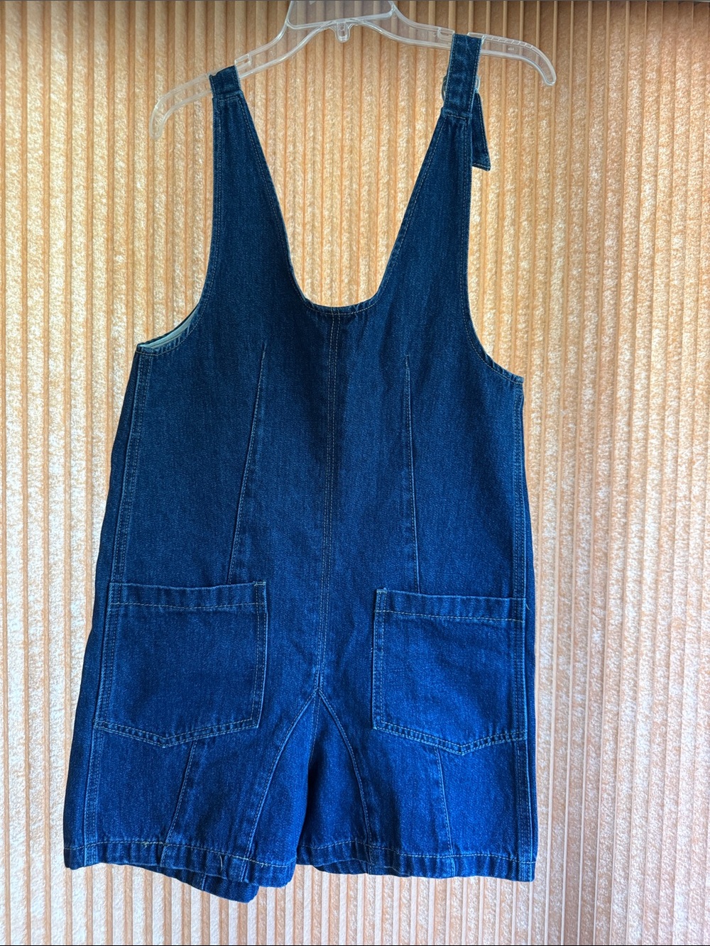 Off She Goes Denim Shortalls with Front Patch Pockets Size S NWT